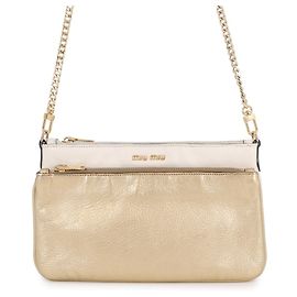 Sac à épaule à chaîne Miu Miu Blanc Doré