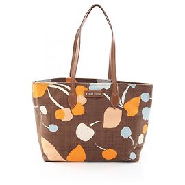 Saco Tote Miu Miu em Tessuto estampado Marrom Multicor