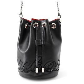 Borsa a secchiello a tracolla Christian Louboutin Marie Jane Nero Rosso