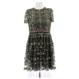 Valentino Garavani Robe verte en tulle et miroirs Vert