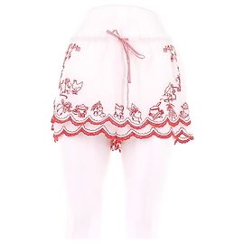 Autre Marque Short blanc à broderies rouges White