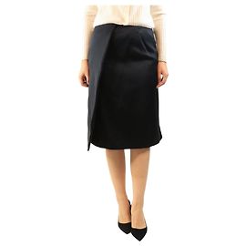 Hermès Jupe midi en satin noir - taille UK 10 Noir