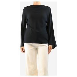 The row Langarmshirt aus Seide in Schwarz mit U-Boot-Ausschnitt - size S Schwarz