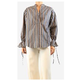 See by Chloé Grau gestreifte Bluse mit V-Ausschnitt - size UK 10 Grau