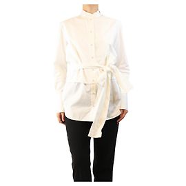Victoria Beckham Camicia bianca con cintura - size UK 10 Bianco