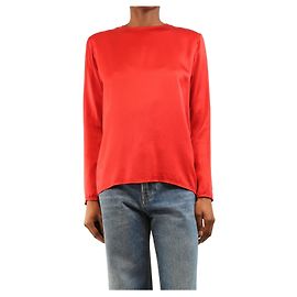 Autre Marque Top vintage in seta a maniche lunghe rosso - taglia S Rosso