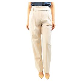 Brunello Cucinelli Neutrale Hose mit hoher Taille und Gürtel - size UK 10 Andere
