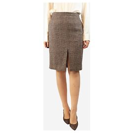 Luisa Spagnoli Brown houndstooth skirt - size UK 10 Brown