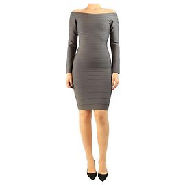 Herve Leger Robe bandage Candice grise - taille M Gris