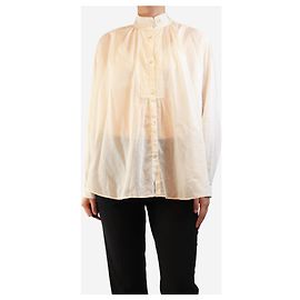 Forte Forte Cream sheer cotton-blend blouse - size UK 10 Cream