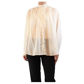 Forte Forte Blouse transparente en mélange de coton crème - size UK 10 Écru