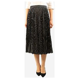 Balenciaga Black polka dot pleated midi skirt - size UK 10 Black