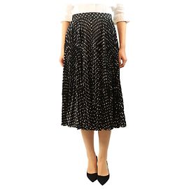 Balenciaga Jupe plissée midi à pois noirs - size UK 10 Noir