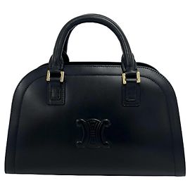 Céline Sac à main en cuir embossé logo Celine Triomphe Noir