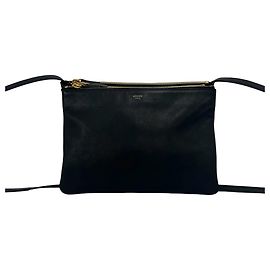 Céline Borsa a tracolla in pelle Celine Trio con logo inciso Nero