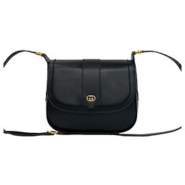 Borsa a tracolla in pelle Gucci Vintage GG Logo Nero