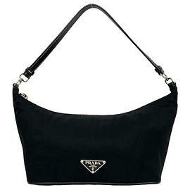Prada Handtasche mit Dreiecks-Logo Schwarz