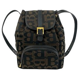 Burberry Vintage Logo Canvas Leather Backpack Brown Black