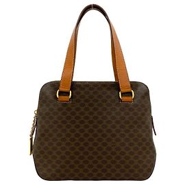 Céline Bolso CELINE Vintage Macadam Blazon Triomphe Pattern Castaño