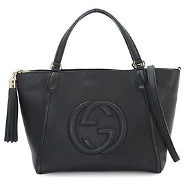 Borsa a Tracolla Tote Gucci Soho in Pelle Nera Nero