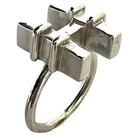 Hermès Hermes Vintage H Motif Band Ring Silvery