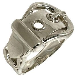 Hermès Anillo de Banda de Plata Hermes Vintage Boucles Sellier Plata