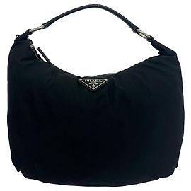 Bolsa de ombro Prada em Tessuto Pocono com logótipo triangular em metal Preto