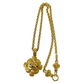 Chanel Coco Mark Clover Necklace Golden