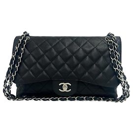 CHANEL Matelassé Coco Mark Double Flap Shoulder Bag Black