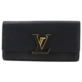 Louis Vuitton Portefeuille Capucines Long Wallet Black Pink