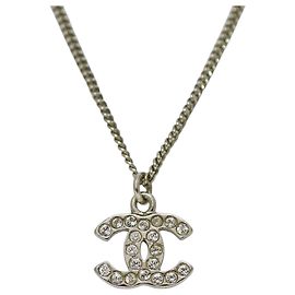Chanel Strass-Halskette Silber Silber