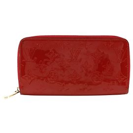 Louis Vuitton Monogram Vernis Zippy Wallet Red Fuschia