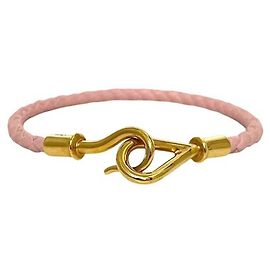 Hermès Pulsera de cuero rosa y metal Hermes Rosa