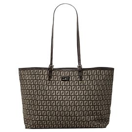 Saco Tote Fendi Zucchino Marrom Bege