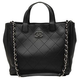 Chanel Coco Mark Wild Stitch Tote Bag Schwarz