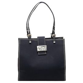 Saco Tote Fendi com fivela logo FF Azul marinho