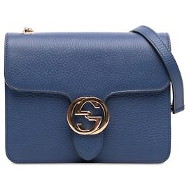 Gucci Blue Small Dollar Calfskin Interlocking G Crossbody Bleu Bleu foncé