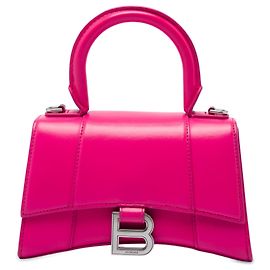 mala Hourglass Top Handle XS em pele de vitelo rosa Balenciaga Rosa
