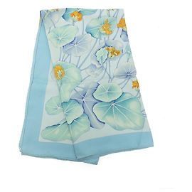 Pañuelo de seda Hermès Blue Les Capucines 90 Azul Azul claro