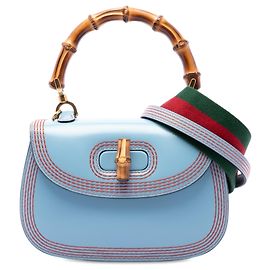 Bolso de mano Gucci 1947 de piel de becerro azul con detalles Web y bambú Azul Azul claro