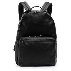Mochila Valentino Rockstud de piel de becerro granulada negra Negro