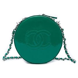Bolsa Chanel Green CC Patent Round As Earth Bag Verde