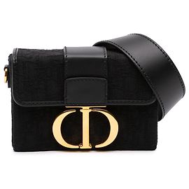 Dior Black Oblique Canvas 30 Montaigne Box Bag Black