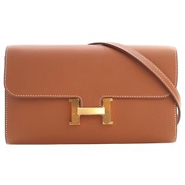 Portefeuille Hermès Constance Wallet To Go en cuir Evercolor Marron Marron