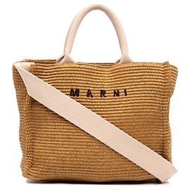 Marni Sac East West Petit en Effet Raphia Beige Beige