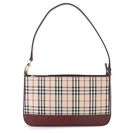 Bolso de hombro Burberry Nova Check Beige Burdeos