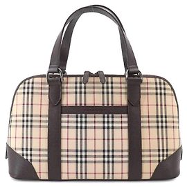 Borsa Mini Boston Burberry Nova Check Marrone Beige
