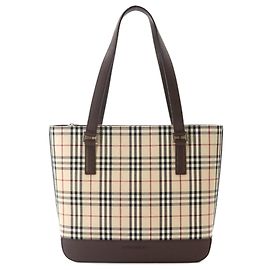 Burberry Nova Check Tote Handtasche Braun Beige