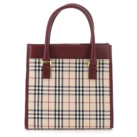 Burberry Nova Check Handtasche Beige Bordeaux