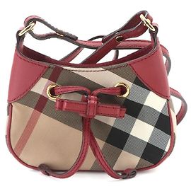Burberry House Check Mini Shoulder Handbag Red Beige